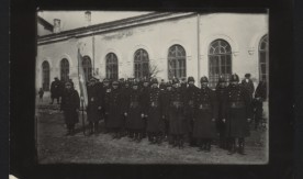 Oddział Kolejowego Przysposobienia Wojskowego oraz Kolejowej Straży Pożarnej na dworcu w Mławie.